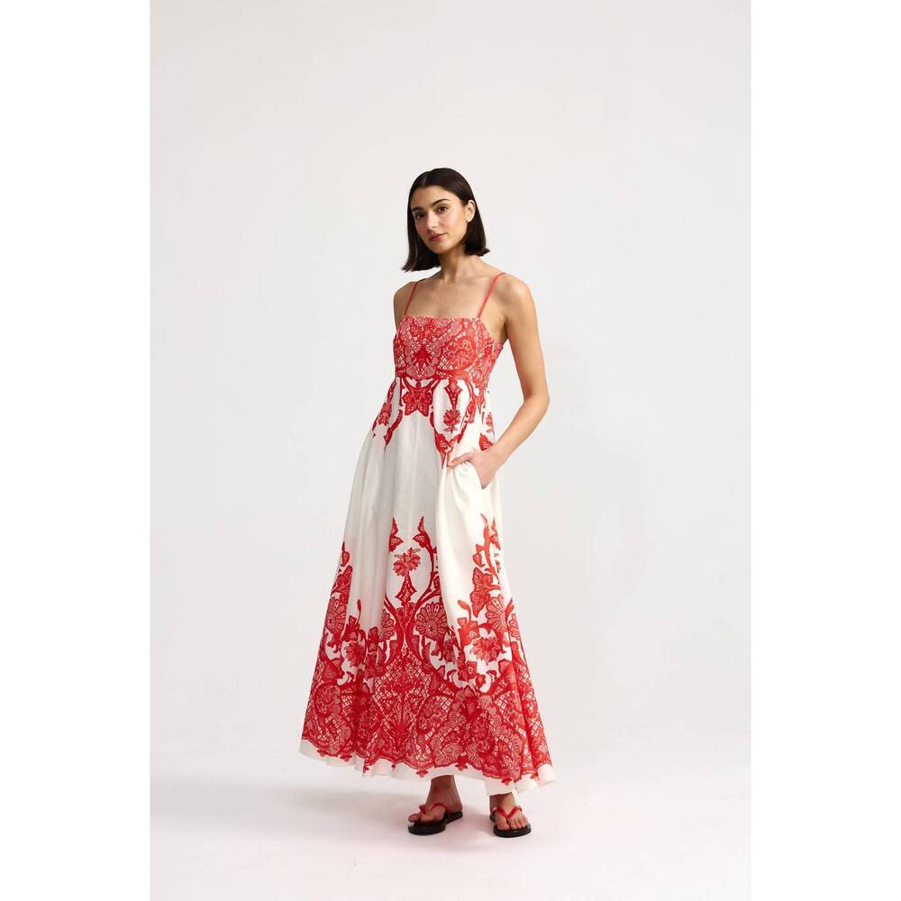 NEW ASTON STUDIO rue maxi dress in ruby antique